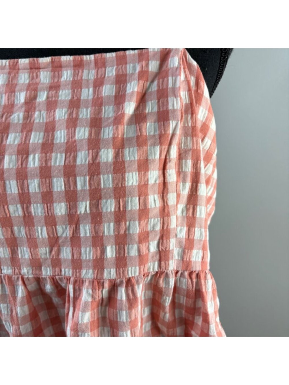 Wild Fable Tank Top XXL Smocked Gingham Orange White Cottagecore Farm Girl - Picture 4 of 9